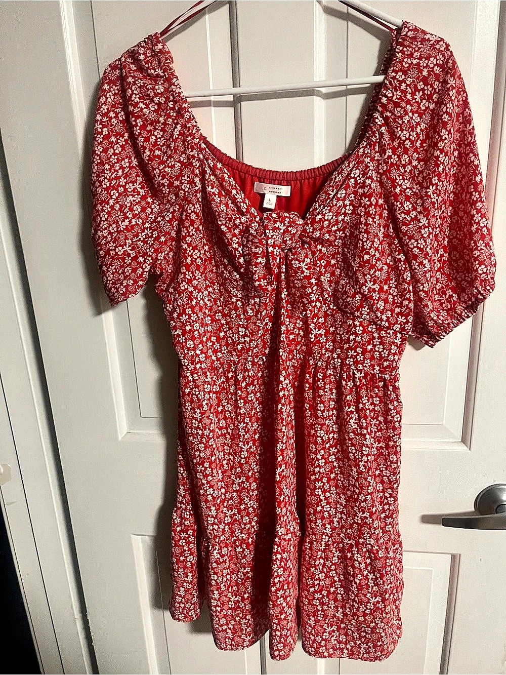 Lauren Conrad Floral Mini Dress in Red & White Size Large